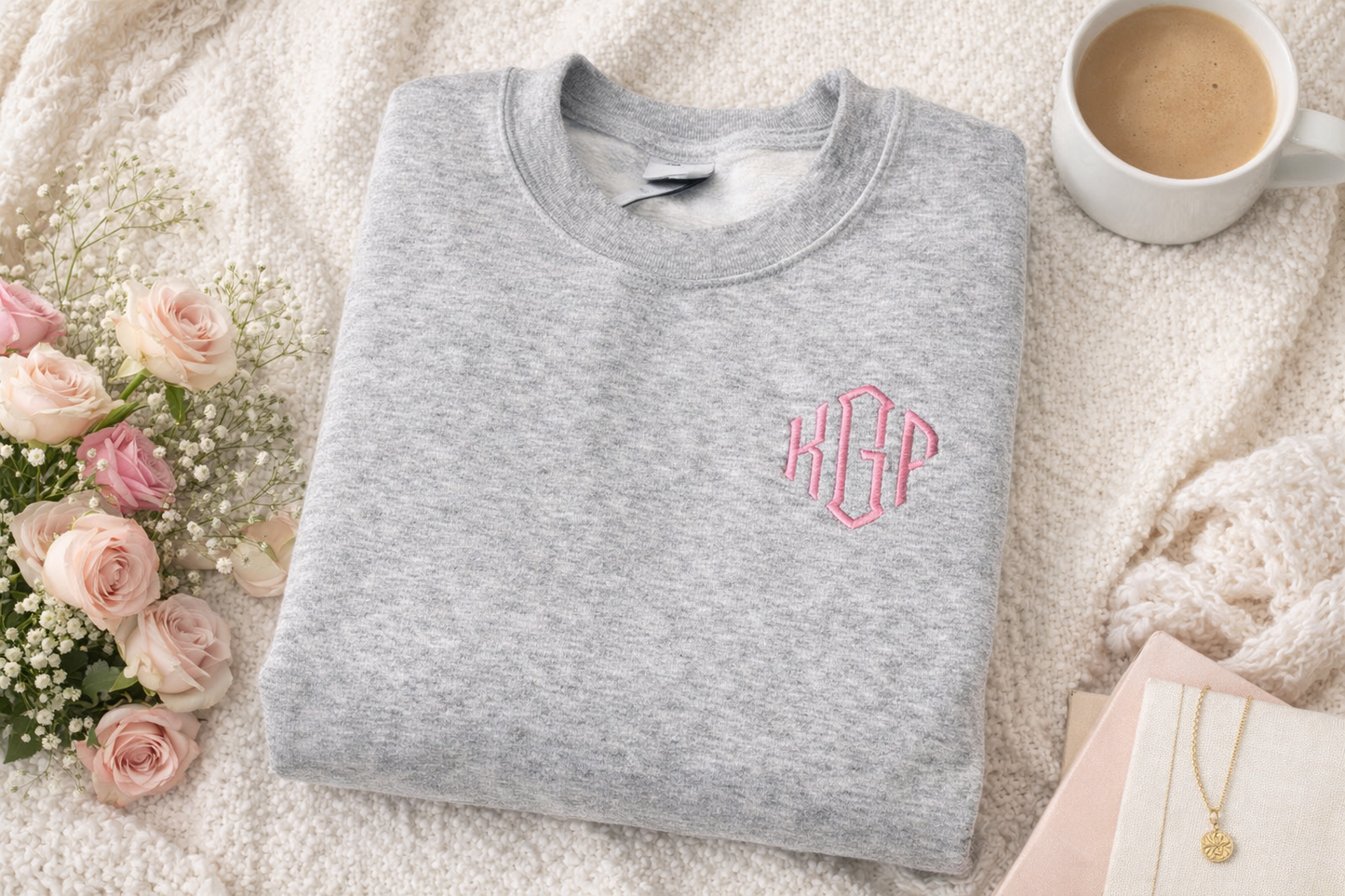 ON SALE Embroidery Monogram Sweatshirt Regular $39