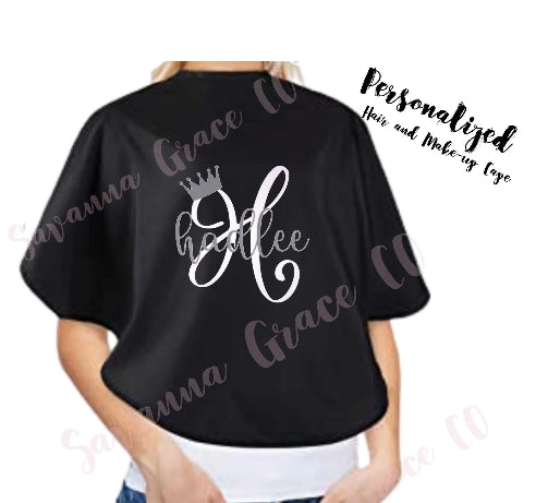 Personalized Black Hair and Makeup Cape