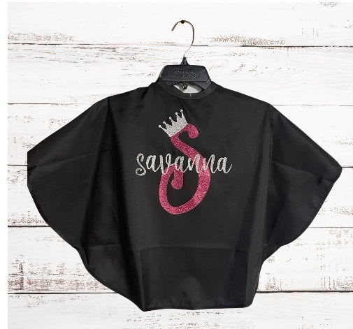 Personalized Black Hair and Makeup Cape