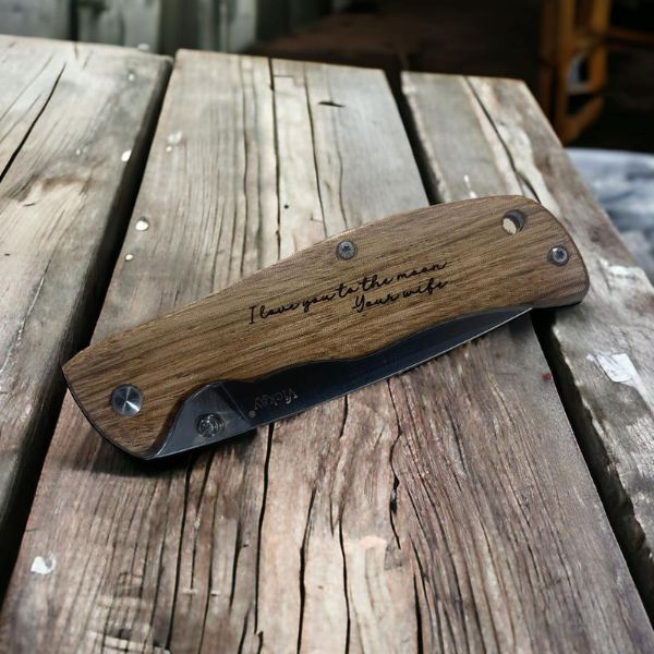 Personalized Engraved Wooden Handle Knife